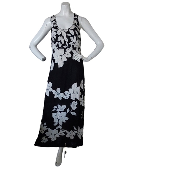 TOMMY BAHAMA BLACK & WHITE MAXI DRESS SIZE MEDIUM - Picture 5 of 7